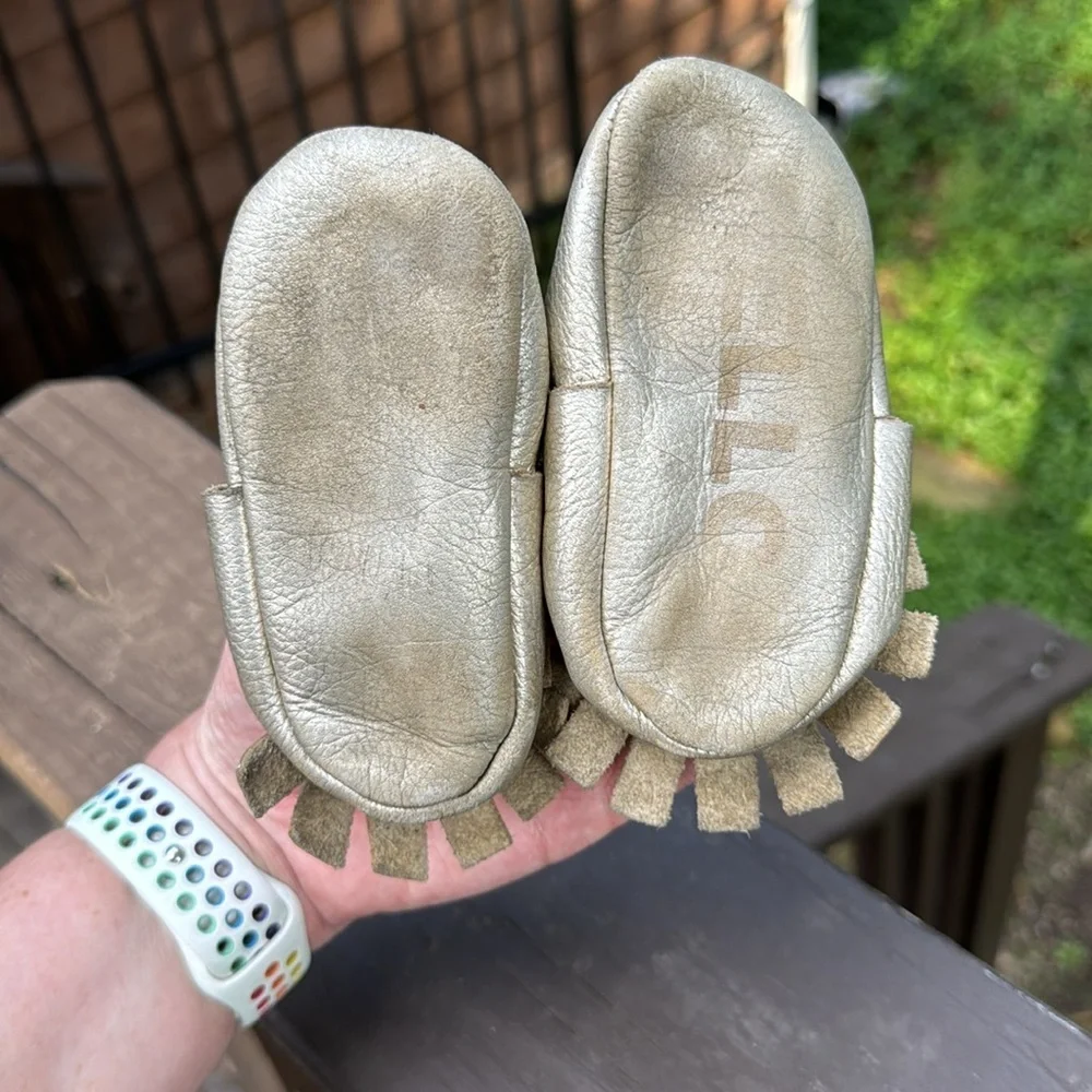 Gold Leather Baby Moccasins
